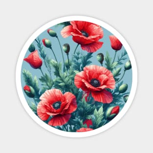 Red Poppy Flower Magnet